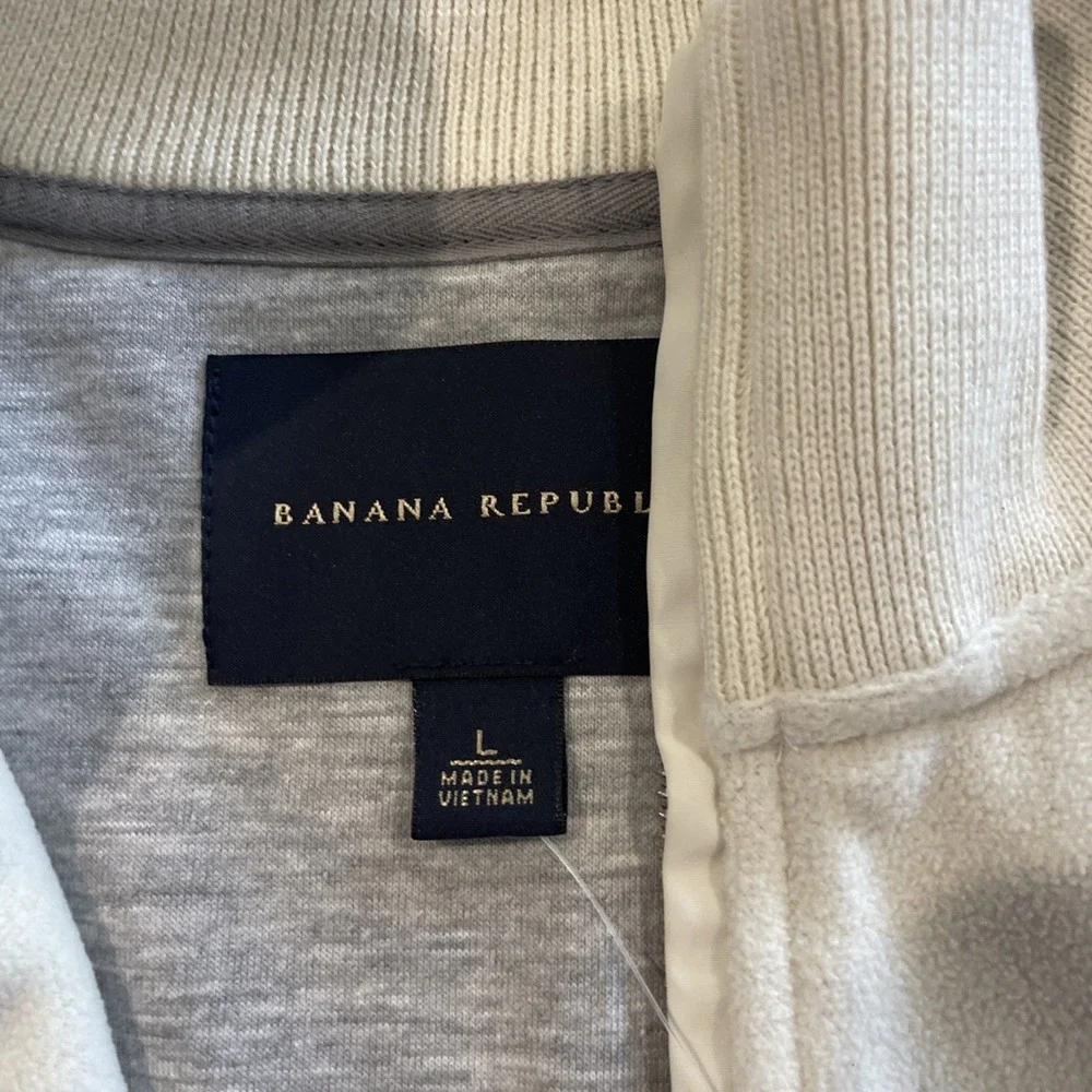Banana Republic Hal-Zip‎ Fleece Sweatshirt Size Large White NWT